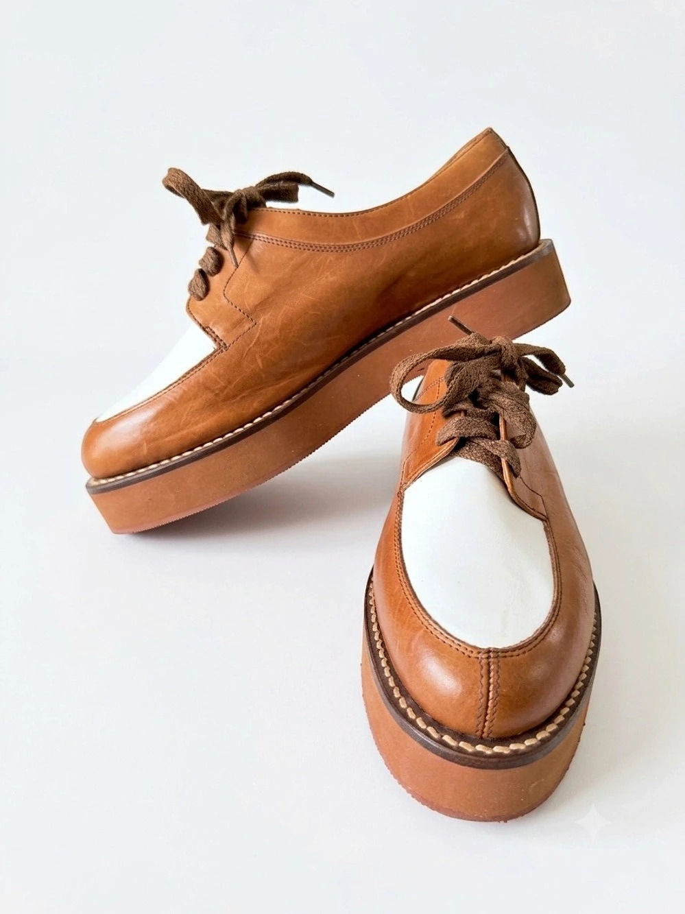 Polo Country Ralph Lauren Two Tone Leather Platform Oxford Shoes 9 Vintage Prep